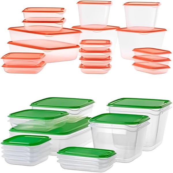 Premium Quality Polypropylene Plastic 34 Piece Food Containers,BPA Free -Leak Proof Material)