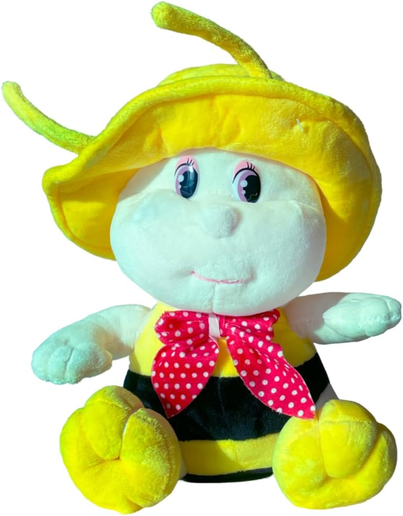 Cute Stuffed Super Soft Yellow Bee Plush Toys with Wings for Kids (Yellow)