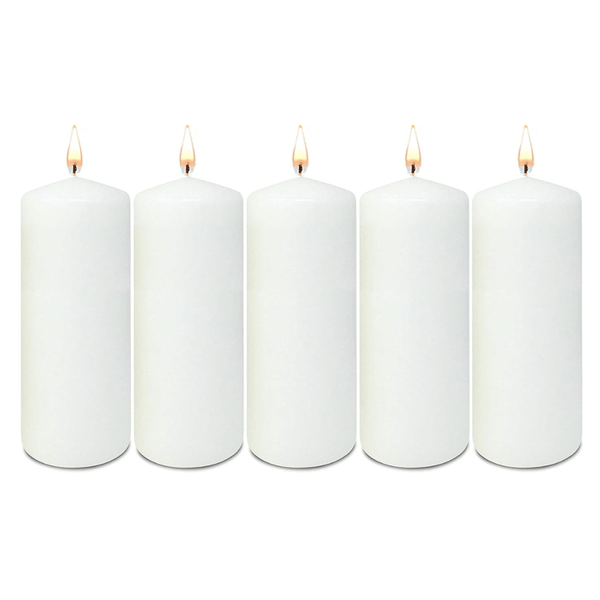 Unscented Jumbo Pillar Candles - Smokeless, Long Burning, Premium Wax (5 XL Size)