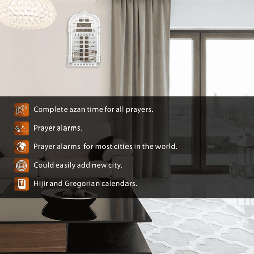 Digital Azan Clock,Led Prayer Clock (Gray)