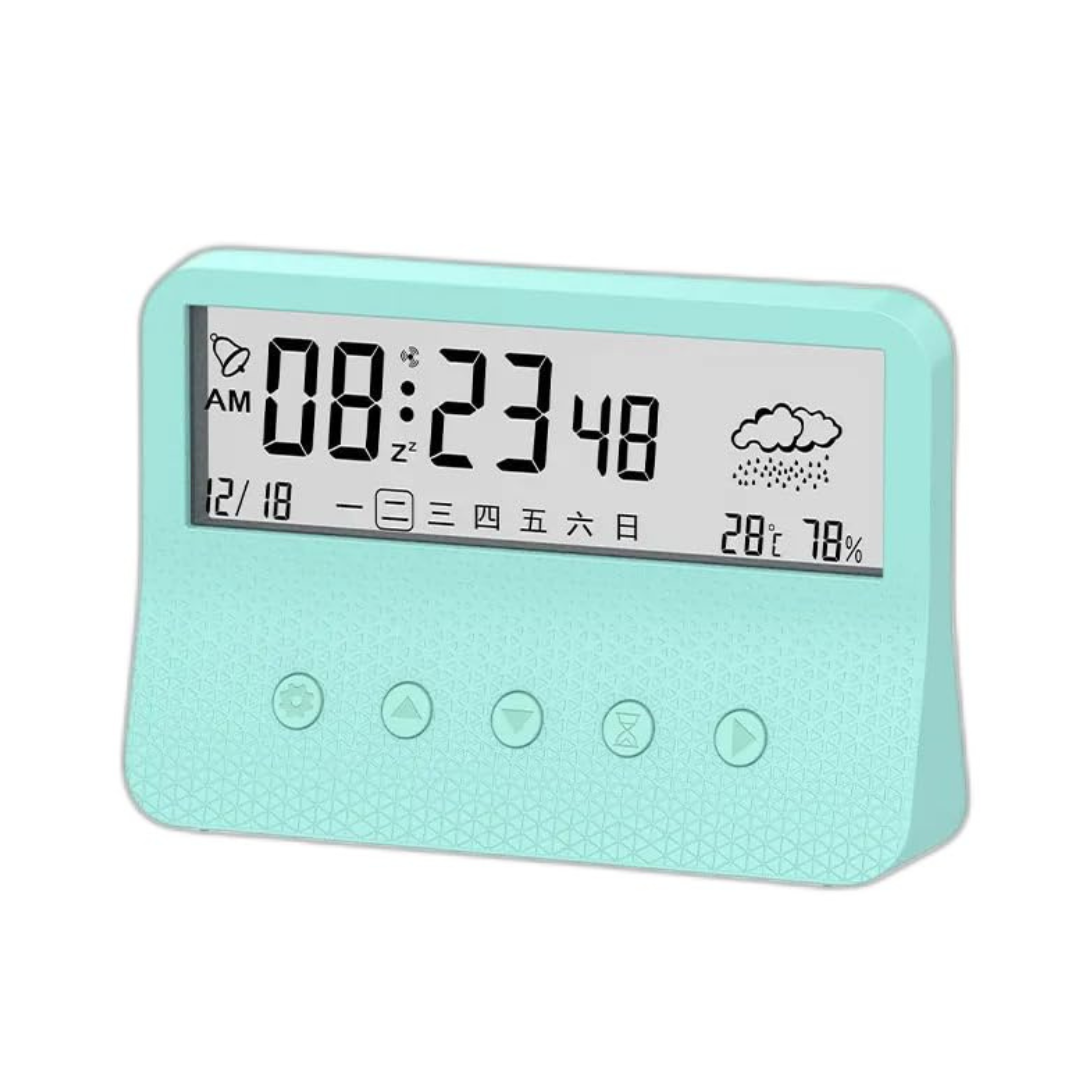 Electronic Alarm Clock Desktop Creative Transparent with Backlight Date Weather Mute Clock (Blue)