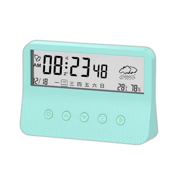 Electronic Alarm Clock Desktop Creative Transparent with Backlight Date Weather Mute Clock (Blue)