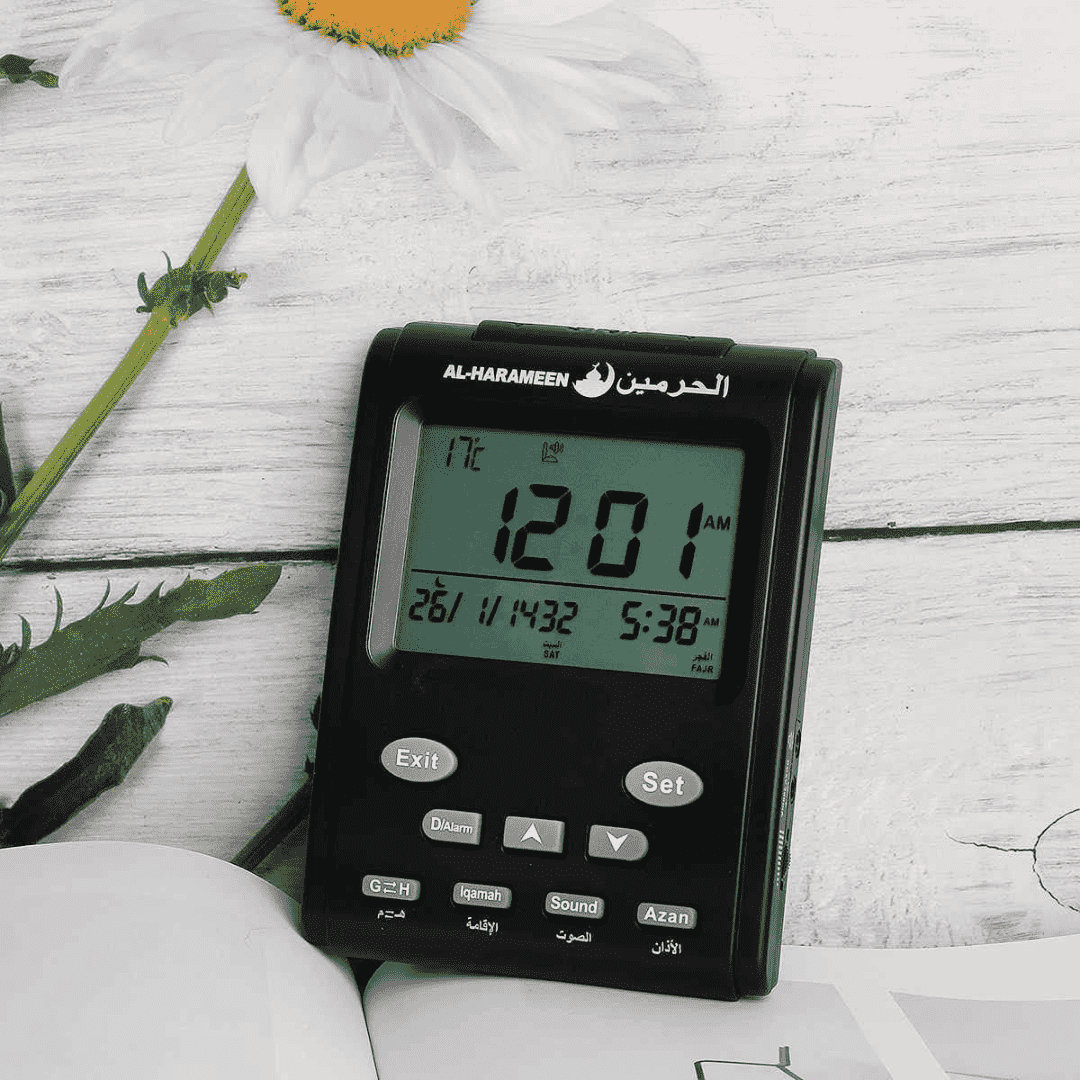 Azan Clock LED Prayer Clock/HIJRI & Bedside Clock (Black)
