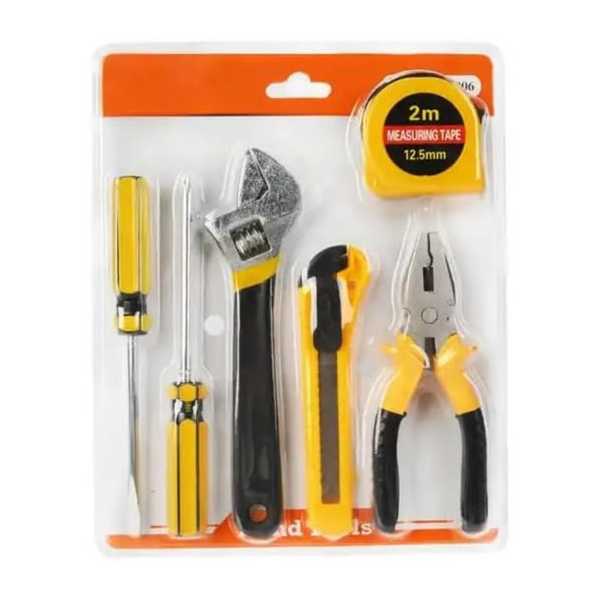 Hand Tool Kit,(Pack of 5 - Screwdriver, Utility Knife, Tape Measure, Adjustable Wrench, Pliers)