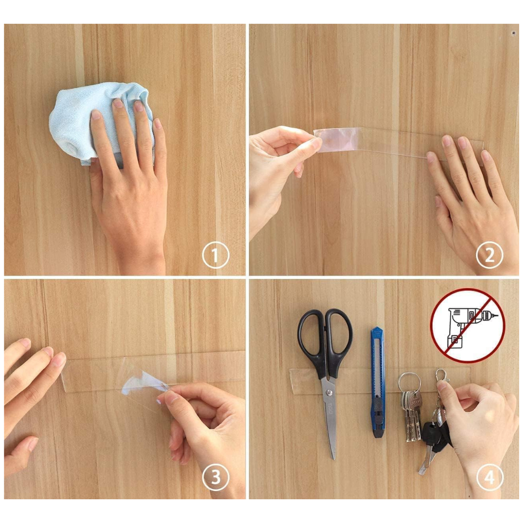 Double Sided Nano Tape, Transparent Acrylic ReUse Waterproof (Pack 2)