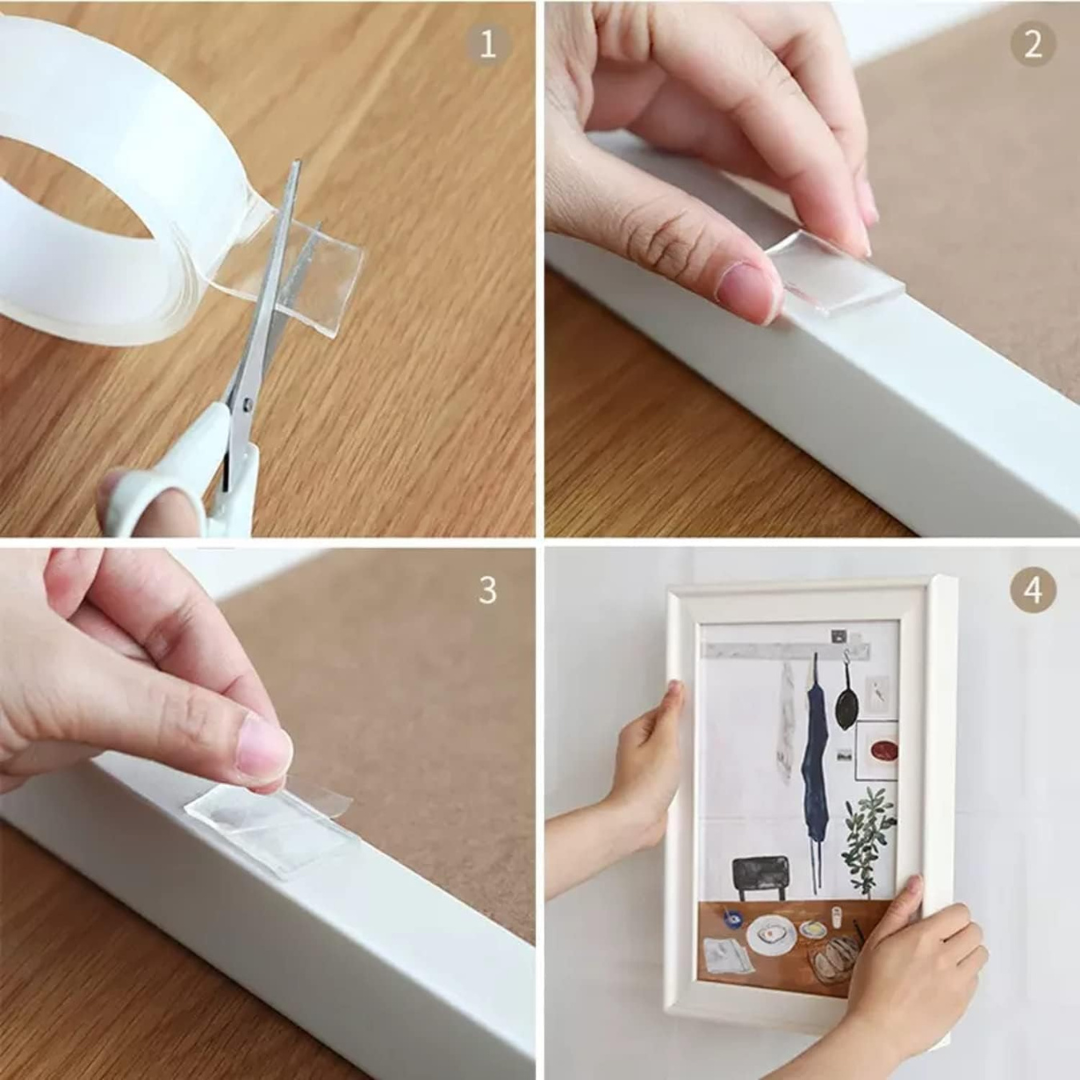 Double Sided Nano Tape, Transparent Acrylic ReUse Waterproof (Pack 2)