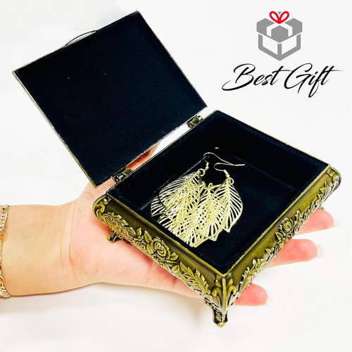 Dubai City Carved Embossed Vintage Treasure Box ,Jewelry Storage(Golden)