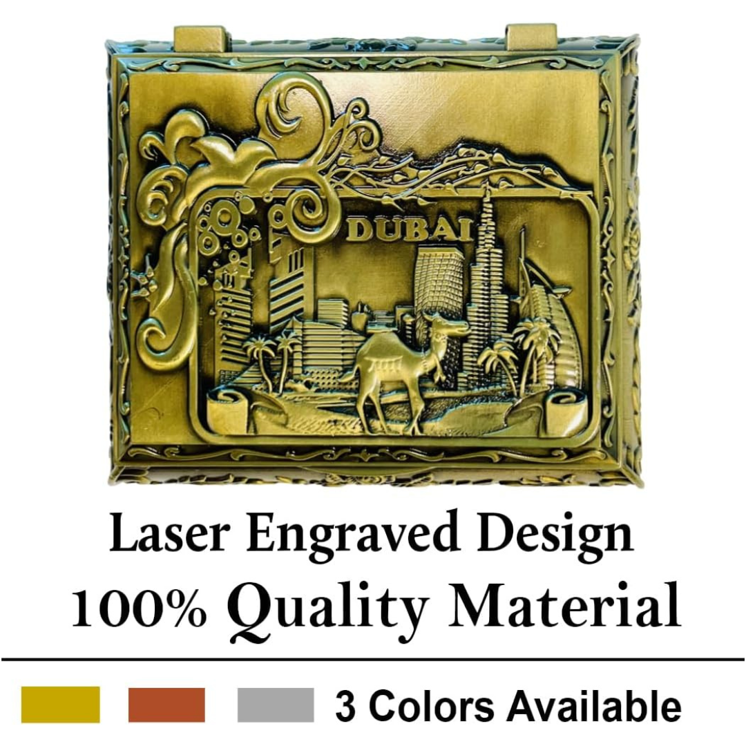 Dubai City Carved Embossed Vintage Treasure Box ,Jewelry Storage(Golden)