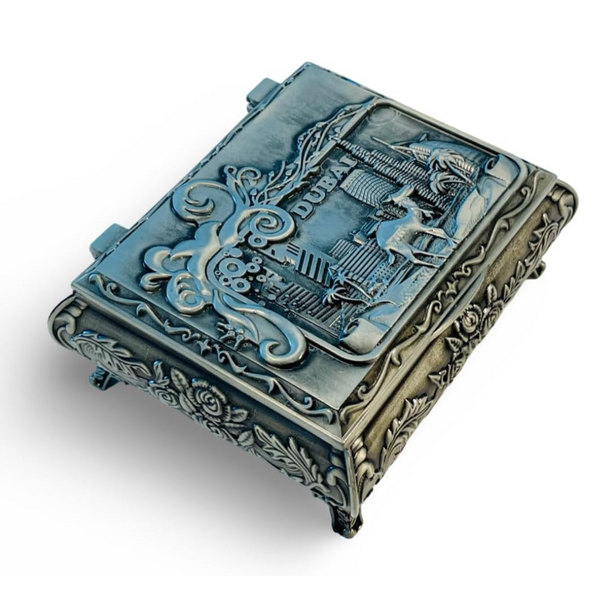 Dubai City Carved Embossed Vintage Treasure Box ,Jewelry Storage (Silver)