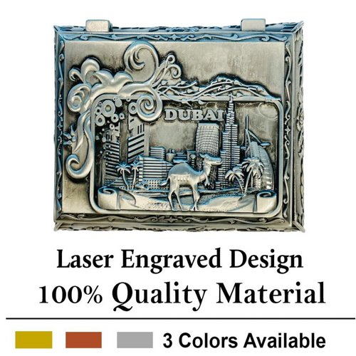 Dubai City Carved Embossed Vintage Treasure Box ,Jewelry Storage (Silver)