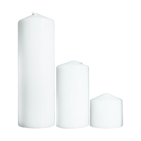 Unscented Pillar Candles - Long Burning, Smokeless, Premium Wax (Set of 3)