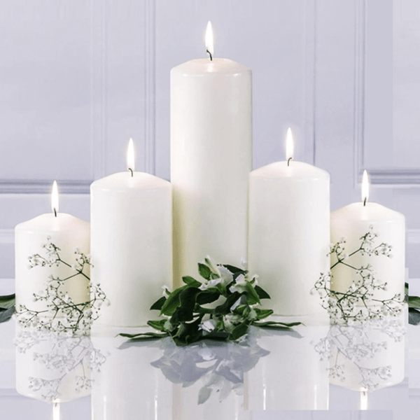 Unscented Jumbo Pillar Candles - Smokeless, Long Burning, Premium Wax (Set of 5)