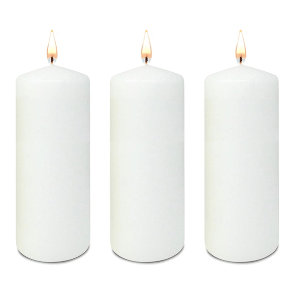 Unscented Jumbo Pillar Candles - Smokeless, Long Burning, Premium Wax (Set of 3 XL Size)