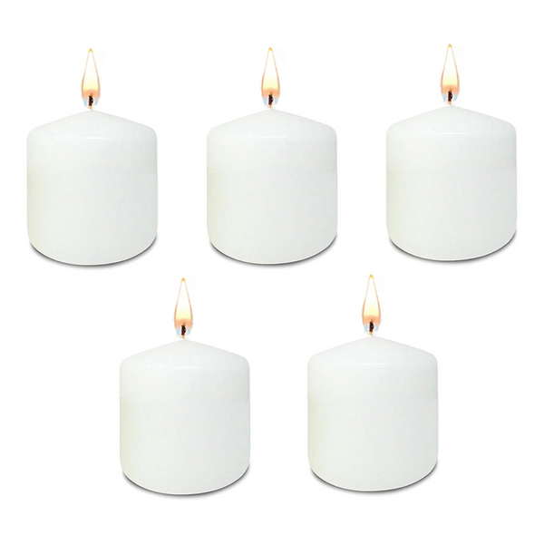 Unscented Medium Pillar Candles - Smokeless, Long Burning, Premium Wax (Set of 5 M Size)