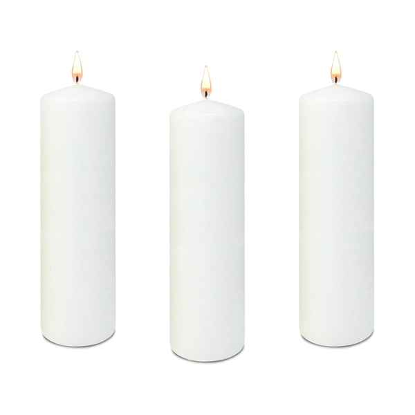 Unscented Jumbo Pillar Candles - Smokeless, Long Burning, Premium Wax (Set of 3 XXL)