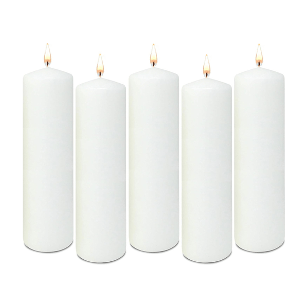 Unscented Jumbo Pillar Candles - Smokeless, Long Burning, Premium Wax (Set of 5 XXL)