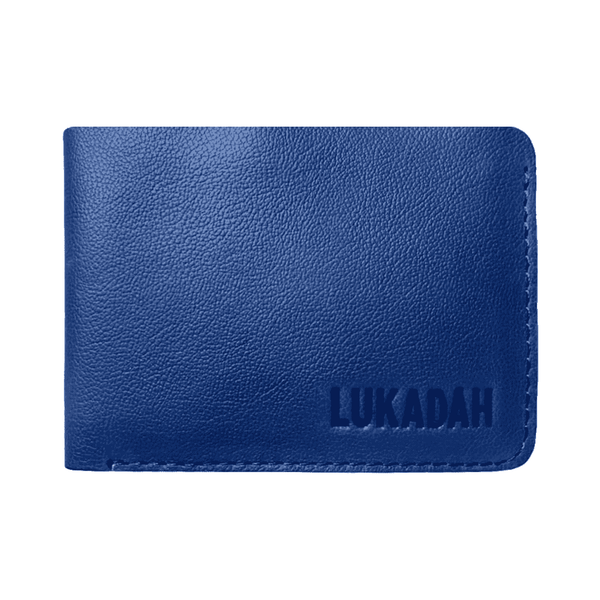 LUKAHDAH - Men's Leather Bifold Wallet, Slim Wallet - Blue - Dollar Size
