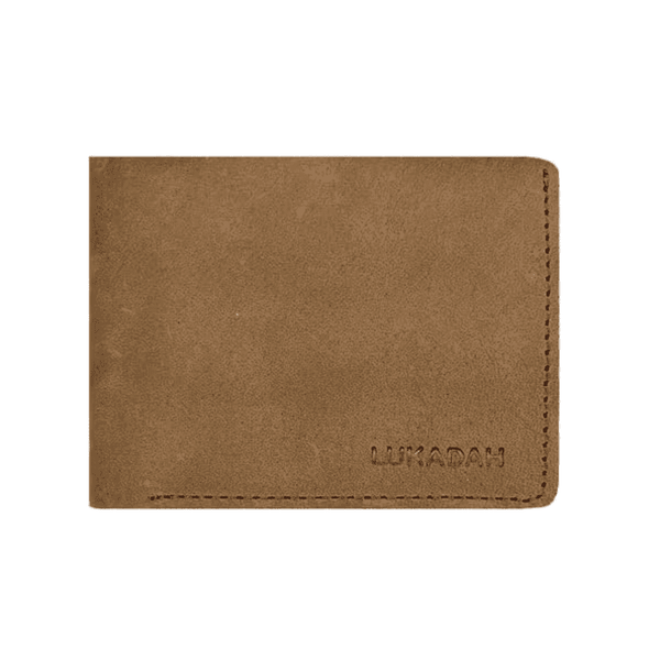LUKADAH - Wallet Leather Genuine Full Grain Card Holder (Cinnamon Brown)