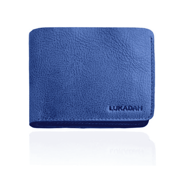 LUKADAH - Wallet Leather Genuine Full Grain Card Holder (Navy Blue )