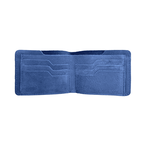 LUKADAH - Wallet Leather Genuine Full Grain Card Holder (Navy Blue )