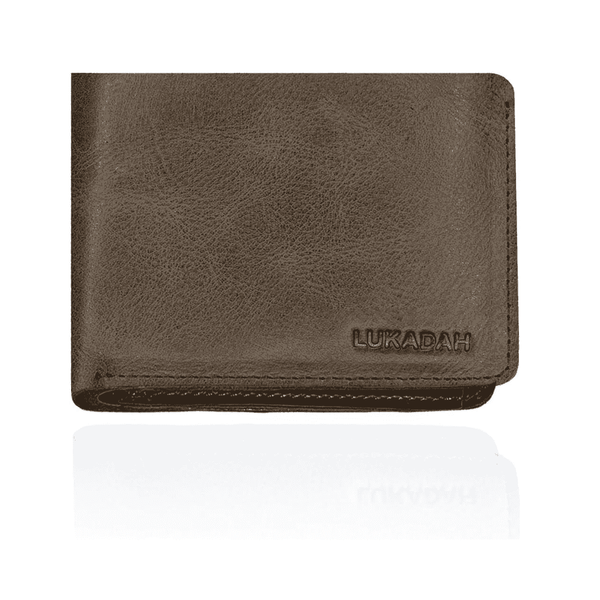 LUKADAH - Wallet Leather Genuine Full Grain Card Holder (Brown Seaweed )