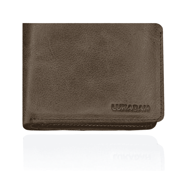 LUKADAH - Wallet Leather Genuine Full Grain Card Holder (Brown Seaweed )