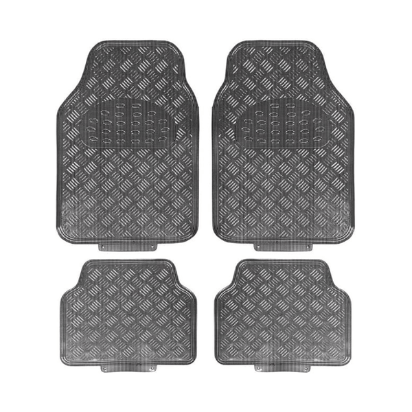 Universal Metallic Car Floor Mats - All-Weather, Anti-Slip, 4pc Set