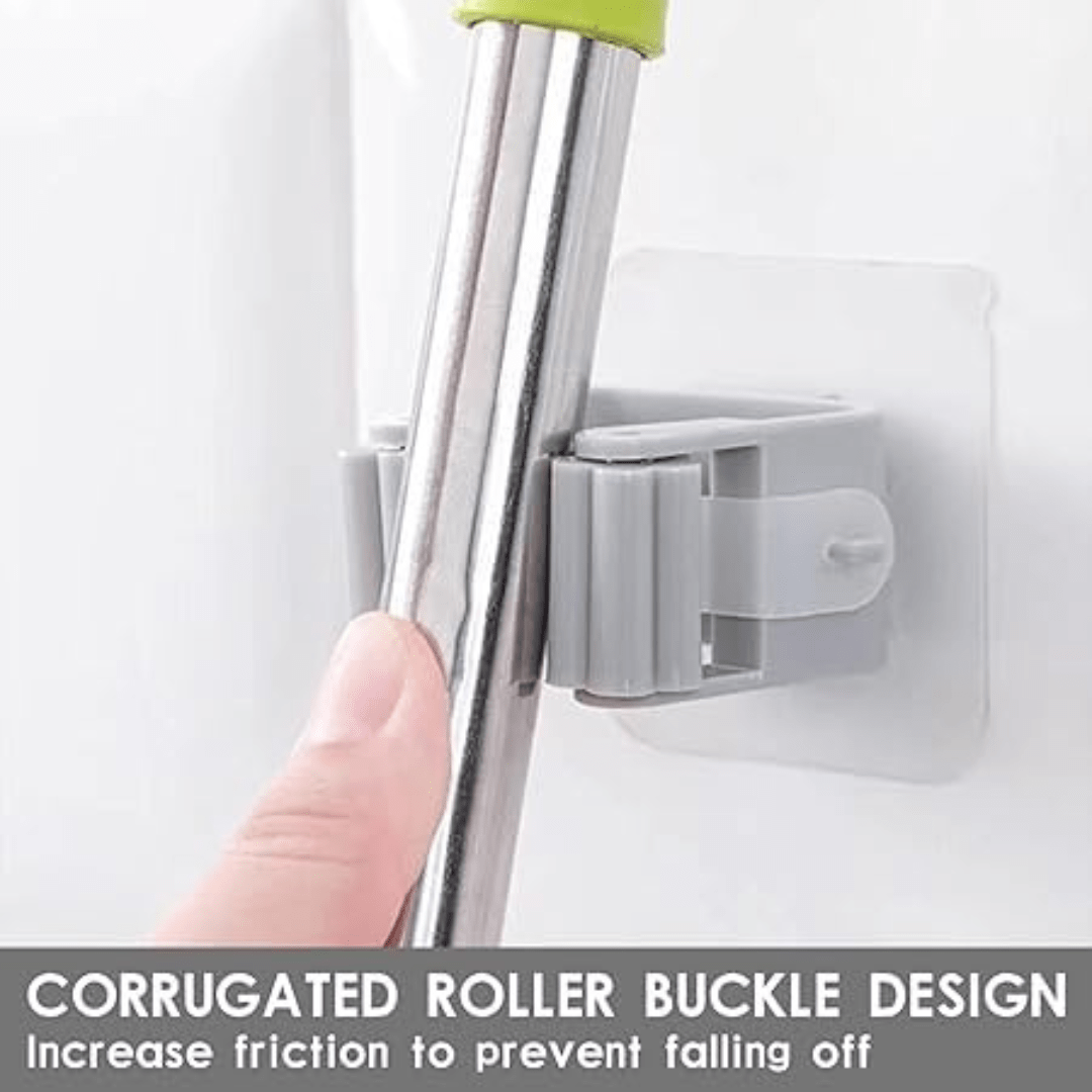 Adjustable Broom and Mop Hook - Self-Adhesive, Multi-Purpose Organizer (Grey)