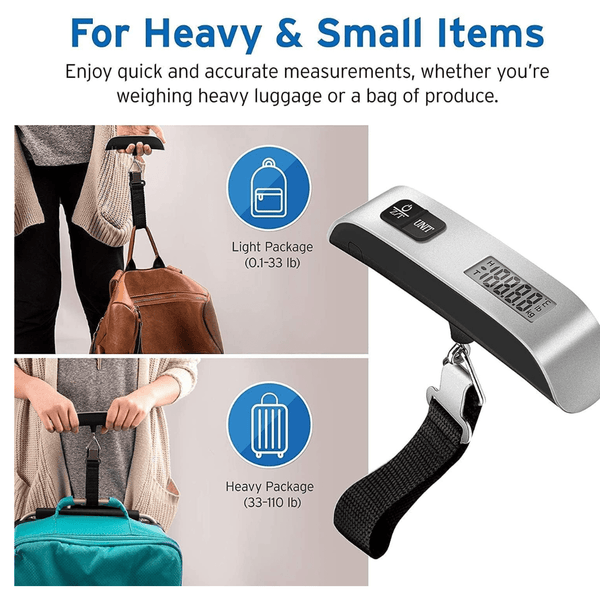 Portable Stainless Steel Digital Luggage Scale - 50kg/110lbs Capacity by LUKADAH