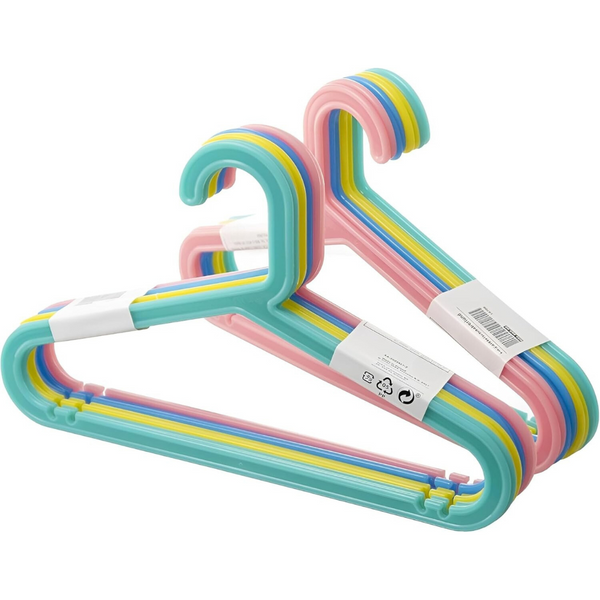 Lukadah Children's Clothes Hangers, Mixed Pastel Colours, Set of 16