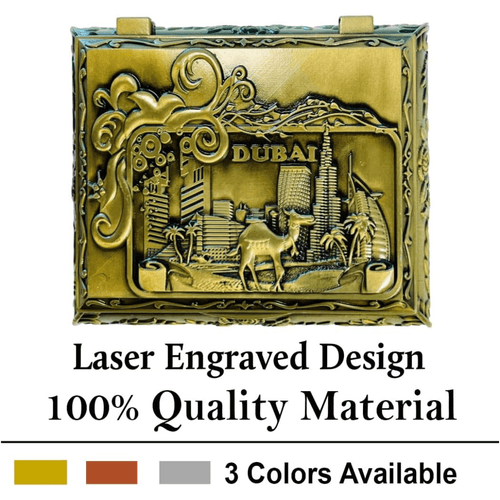 Dubai City Carved Souvenir Treasure Box - Gold Vintage Jewelry Storage and Home Decor