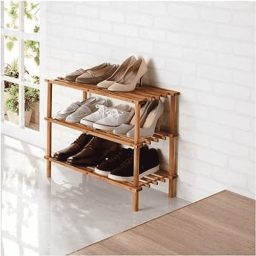 3-Tier Solid Fir Wood Shoe Rack Shelf Stand