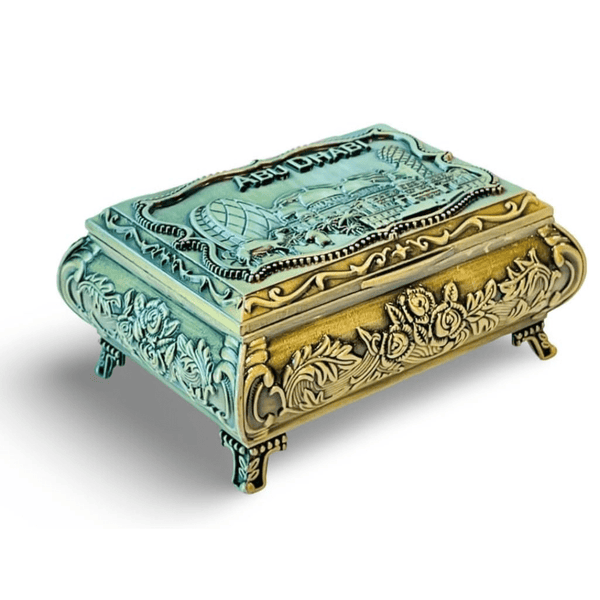 LUKADAH Souvenir Antique Jewelry Box - Gold Carved Organizer for Women & Girls