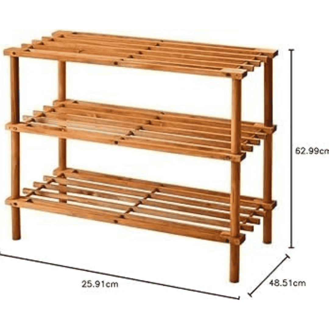 3-Tier Solid Fir Wood Shoe Rack Shelf Stand