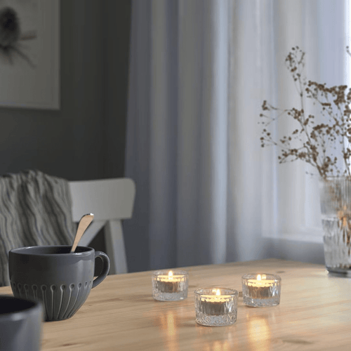 LUKADAH Crystal Glass Candle Holders & Tealights - 3 Holders & 50 Candles