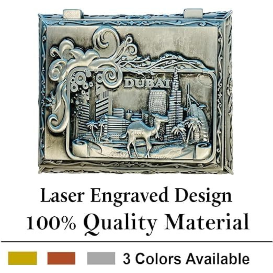 Dubai City Carved Vintage Treasure Box - Silver Jewelry Storage and Home Decor