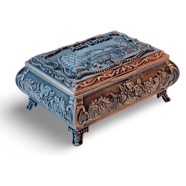 LUKADAH Souvenir Antique Jewelry Box - Bronze Carved Organizer for Women & Girls
