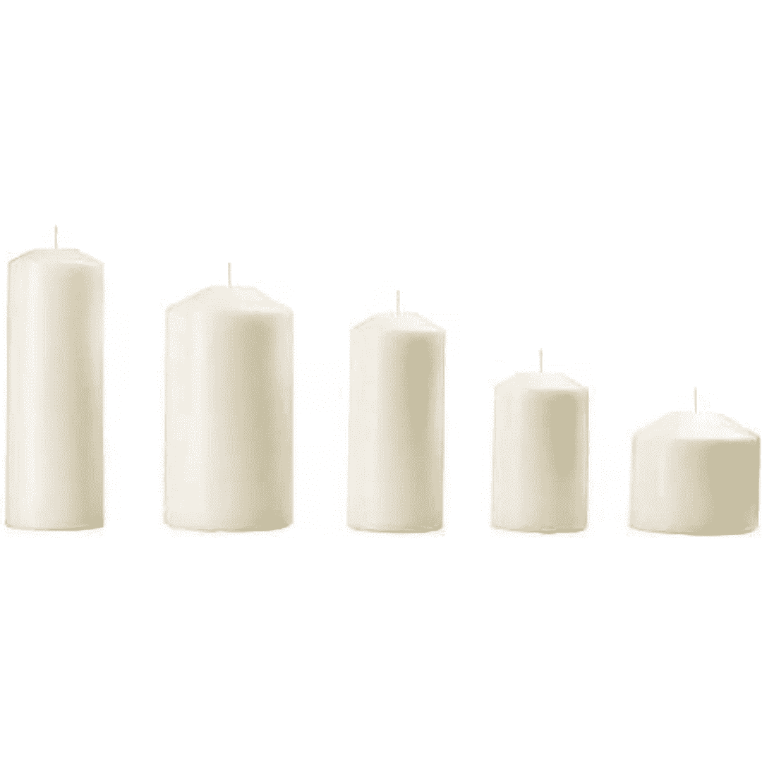 3 X Unscented Block Candle - Set of 5, Natural