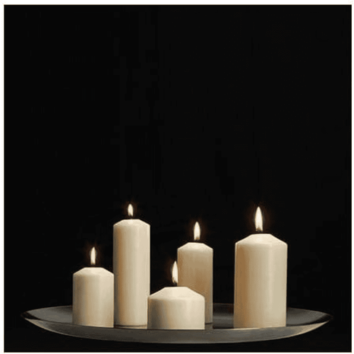 3 X Unscented Block Candle - Set of 5, Natural