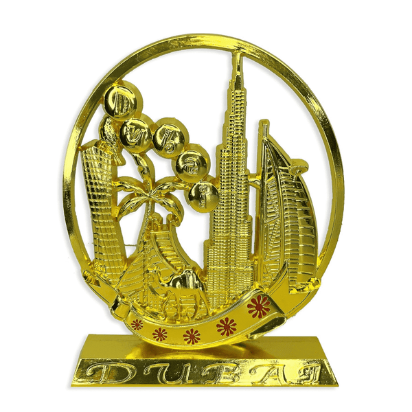 Dubai City Carved Embossed For Table, Shelves Decor (Gold)