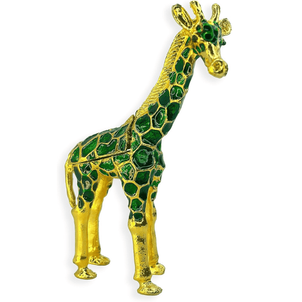 Giraffe trinket Jewelry box Figurine Crystal Hand Painted (Green)