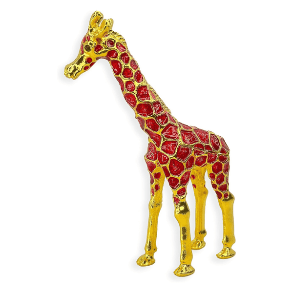 Giraffe trinket Jewelry box Figurine Crystal Hand Painted (Red)