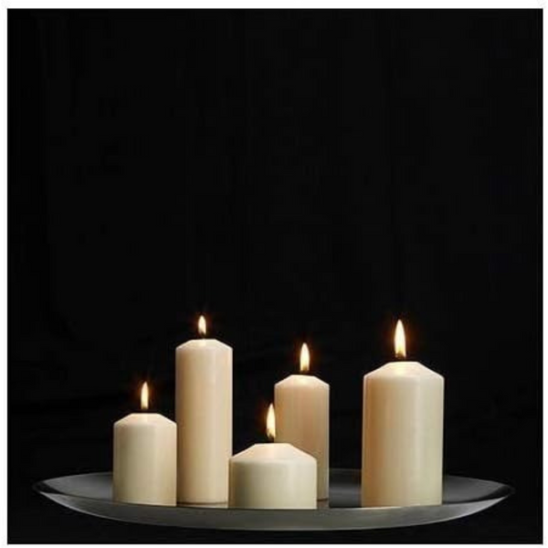 Lukadah 3 X Unscented Block Candle - Set of 5, Natural