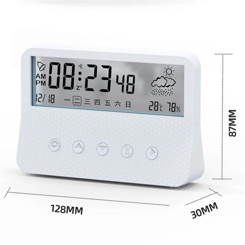 Electronic Alarm Clock Desktop Creative Transparent with Backlight Date Weather Mute Clock (Blue)