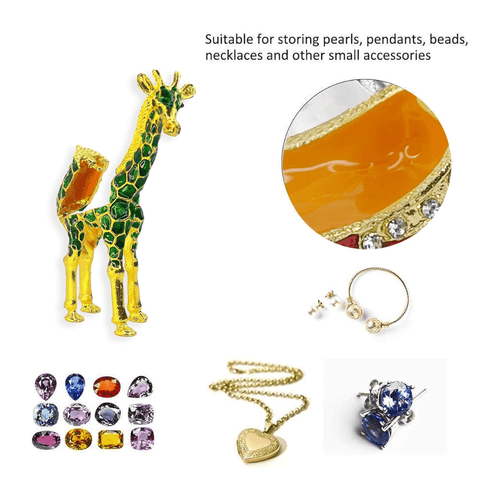 Giraffe trinket Jewelry box Figurine Crystal Hand Painted (Red)