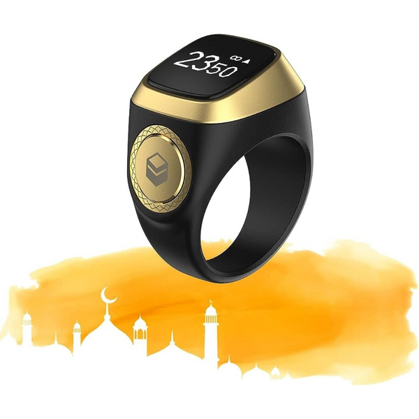 Smart Tasbih Zikr Ring, OLED display, Waterproof Black 18mm, USB