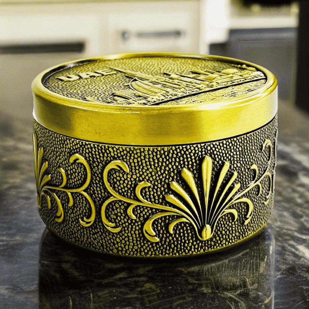 Dubai City Carved Embossed Vintage Treasure Box ,Jewelry Storage (Gold)