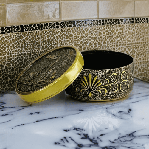 Dubai City Carved Embossed Vintage Treasure Box ,Jewelry Storage (Gold)