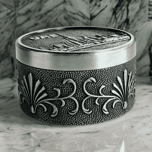 Dubai City Carved Embossed Vintage Treasure Box Jewelry Storage (Silver)