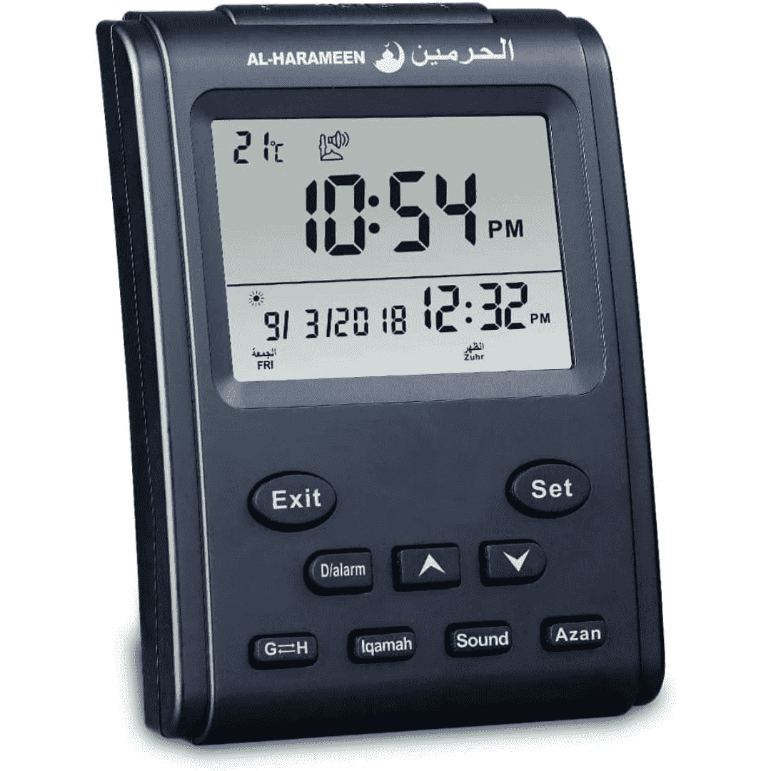 Azan Clock LED Prayer Clock/HIJRI & Bedside Clock (Black)